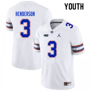 Youth Florida Gators #3 Xzavier Henderson NCAA Nike White Authentic Stitched College Football Jersey IXG2262XU